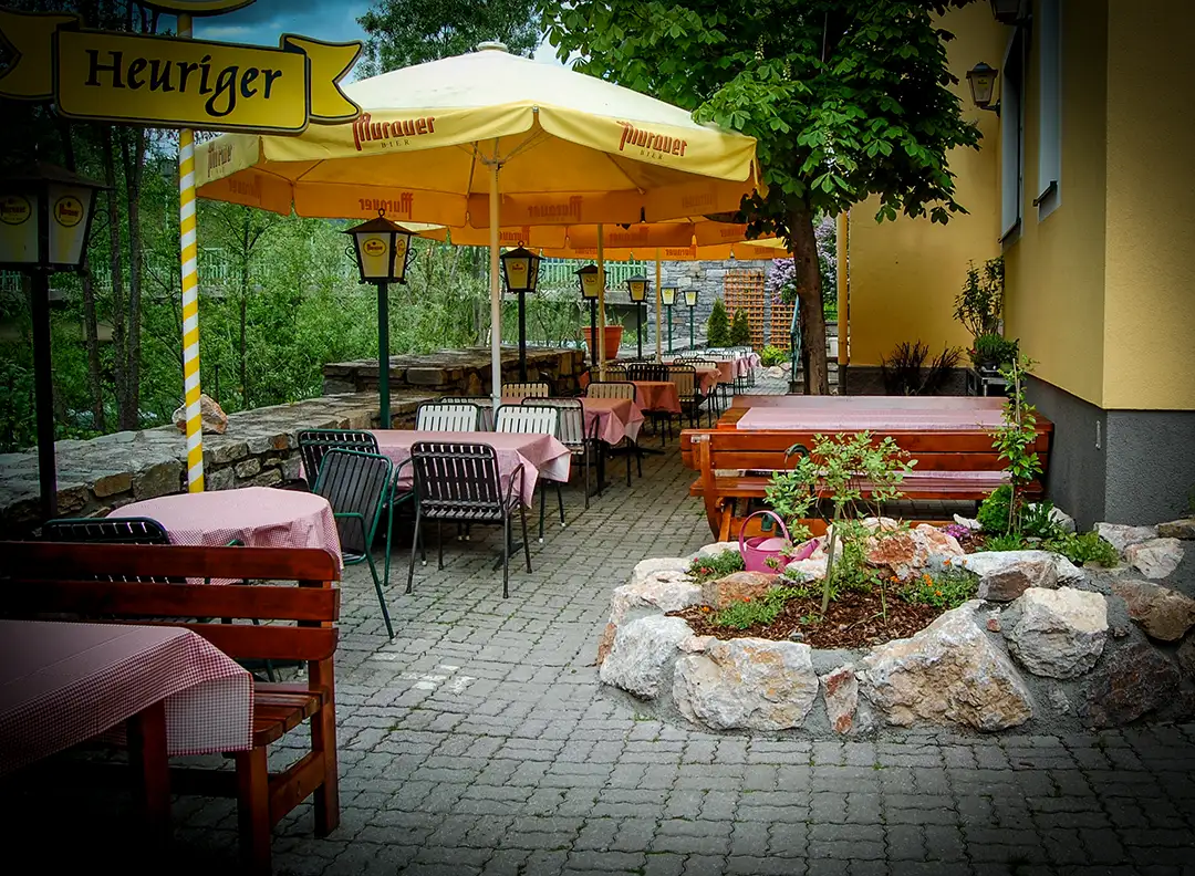 Goldbruendl Heurigenwirt Gastgarten